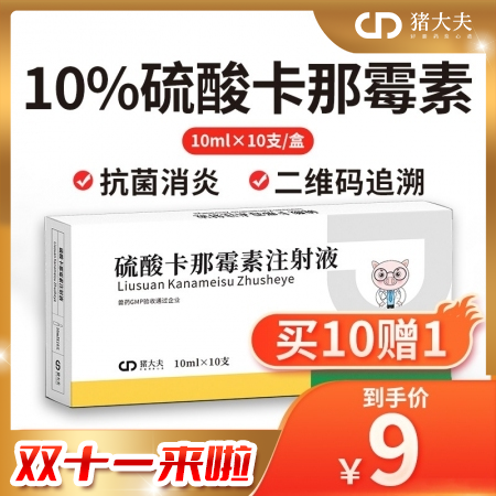 【猪大夫】硫酸卡那霉素注射液 抗菌消炎 猪气喘 氨基糖苷类抗生素