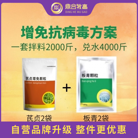 【鼎合牧高】增免抗病毒方案 芪贞增免颗粒1公斤+板青颗粒2公斤。抗病毒增免疫孕畜...