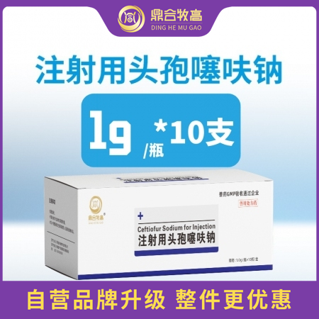 【鼎合牧高】三代頭孢注射用頭孢噻呋鈉（1g*10支) 純粉 抗菌消炎保健產后消炎鏈球菌 副豬原自營店