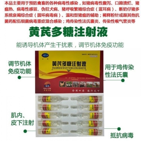 【会德】黄芪多糖注射液 感冒抗病毒 诱导产生干扰素 稀释液 提高免疫力  针剂10ml*10支