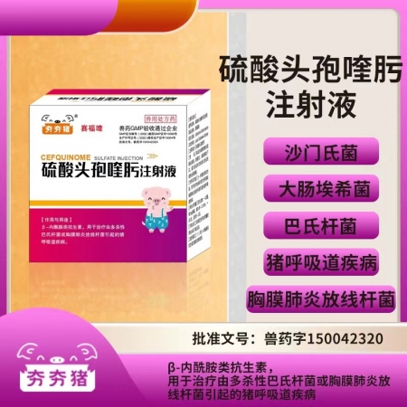 【夯夯猪】硫酸头孢喹肟针剂注射液 抗菌消炎呼吸道疾病 混合感染 胸膜肺炎 母猪产...