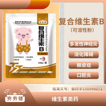 【夯夯猪】癞皮病 神经炎复合维生素B可溶性粉100g/100包/件 补充b维生素 国标兽药，保护肝脏