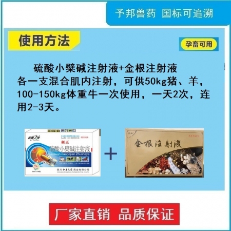 【予邦】强力止痢套餐（金根注射液+硫酸小檗碱注射液）细菌性腹泻，病毒性腹泻，仔猪黄白痢 羔羊痢疾等