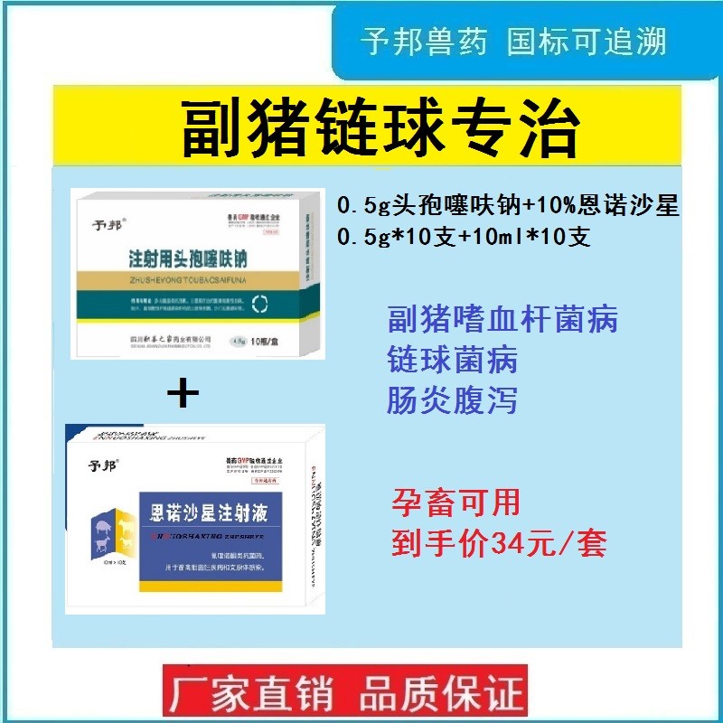 【予邦】副豬鏈球?qū)Ｖ危?.5g注射用頭孢噻呋鈉+恩諾沙星注射液）-副豬鏈球菌大腸...