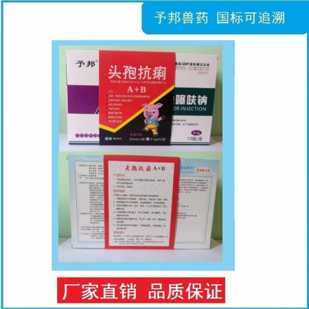 【予邦】頭孢抗痢（0.1g注射用頭孢噻呋鈉+5%恩諾沙星注射液）仔豬黃白痢,，腸炎,，細菌性腹瀉孕畜可用