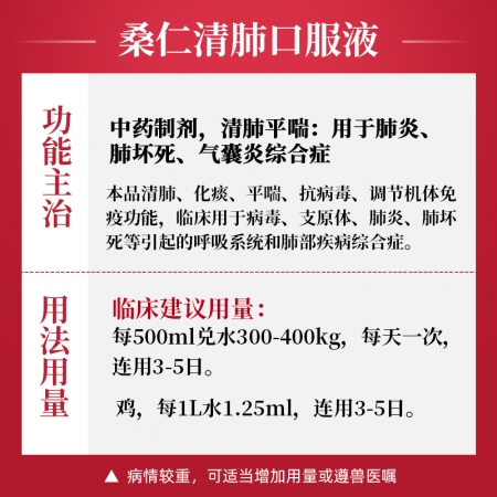 【吉博士】桑仁清肺口服液鸡鸭猪清肺平喘化痰止咳气囊炎支原体