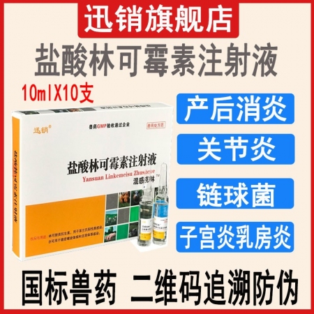 【迅销】3%盐酸林可霉素注射液母猪产后保健消炎子宫炎广谱抗菌子宫内膜炎产后消炎产...