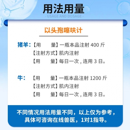 【中龍神力】1.0g注射用頭孢噻呋鈉抗菌消炎 母豬產(chǎn)后消炎 仔豬保健 國標(biāo)獸藥10支/盒