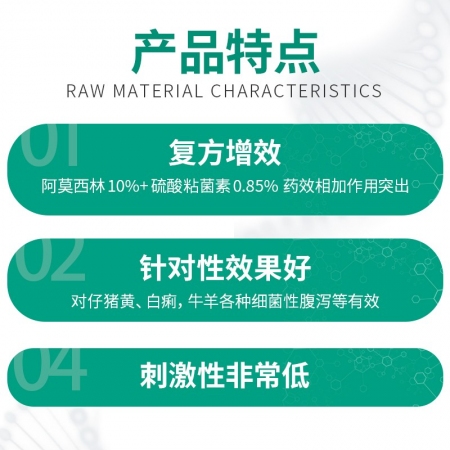 【回盛生物】聯益康 10%阿莫西林硫酸黏菌素注射液100ml 治療胸膜肺炎大腸桿菌病仔豬黃白痢