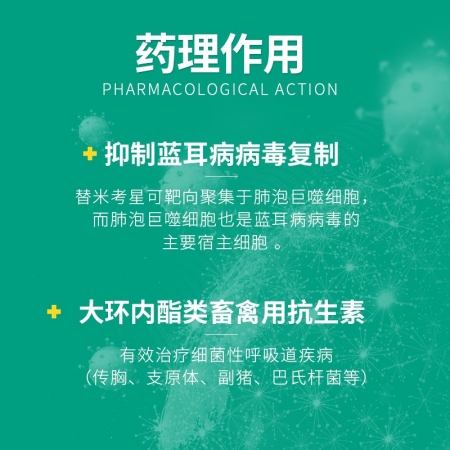 【回盛生物】 20%替米考星預(yù)混劑(水溶)500g 家畜呼吸道疾病咳嗽喘氣藍(lán)耳傳胸副豬豬肺疫喘氣病