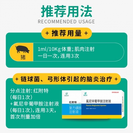 【回盛生物】紅附特 復(fù)方磺胺間甲氧嘧啶鈉注射液50ml 治療鏈球菌腦炎副豬弓形體