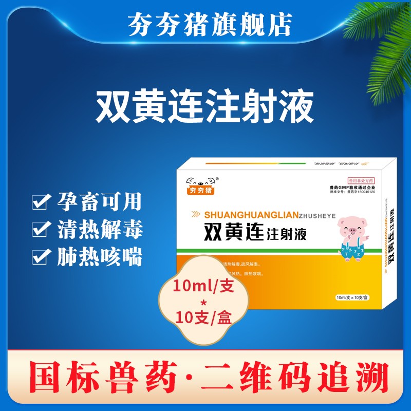 【夯夯豬】雙黃連注射液針劑10ml*10支 國標獸藥 清熱解毒外感風熱 稀釋頭孢 孕畜可用 豬藥牛羊