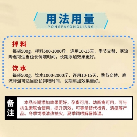 【宜生源】冰爽：藿香粗提物藿香薄荷散用于冬季流感感冒內(nèi)熱上火低溫低燒不退食欲減退母豬保健提高免疫力