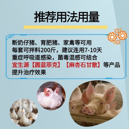 【宜生源】福多多重癥咳喘三聯(lián)抗 氟苯尼考1袋+替米考星1袋+多西2袋支原體咳嗽氣喘呼吸道感染流感藍(lán)耳
