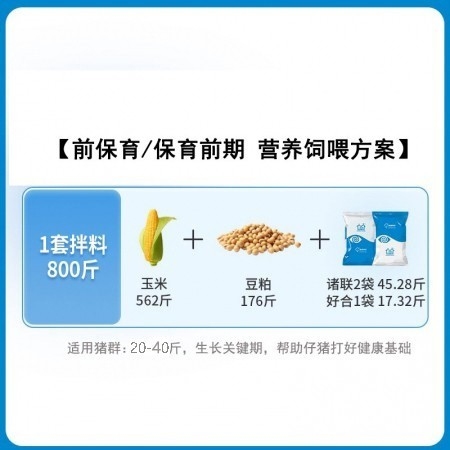 保育料小豬料乳豬料,，適用于20-40斤仔豬,，配料成本1.9元，對(duì)標(biāo)四六比,，拌料800斤【諸聯(lián)好合】