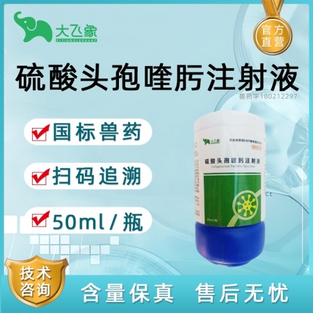 【大飞象】超微乳化工艺头孢喹肟注射液50ml/瓶 仔猪三针保健 母猪产后消炎呼吸道消化道