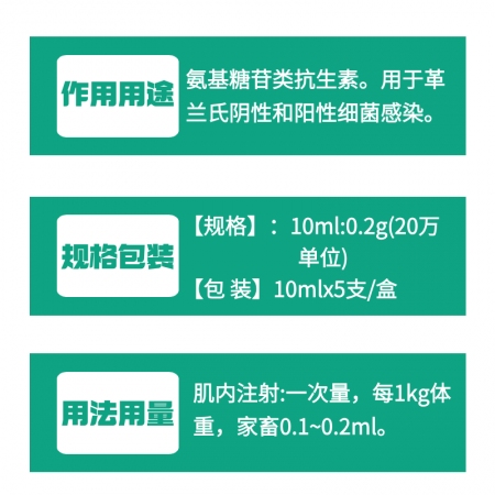 【牧之晨】硫酸慶大霉素注射液 10ml*5支/盒用于革蘭氏陰性和陽(yáng)性細(xì)菌感染