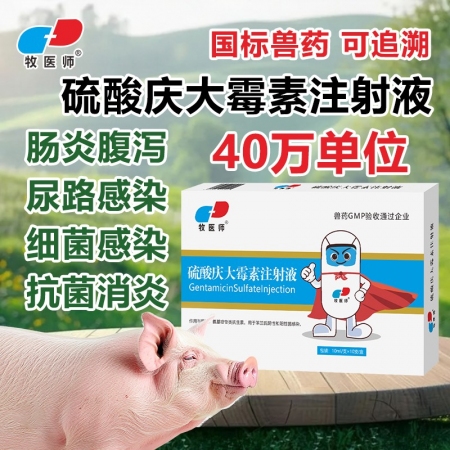 獸藥40萬單位慶大霉素注射液豬牛羊犬貓拉稀腹瀉抗菌消炎腸炎痢疾