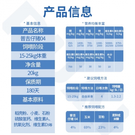 【普吉仔猪03】3%仔猪预混料混合料小猪饲料乳猪饲料预混料