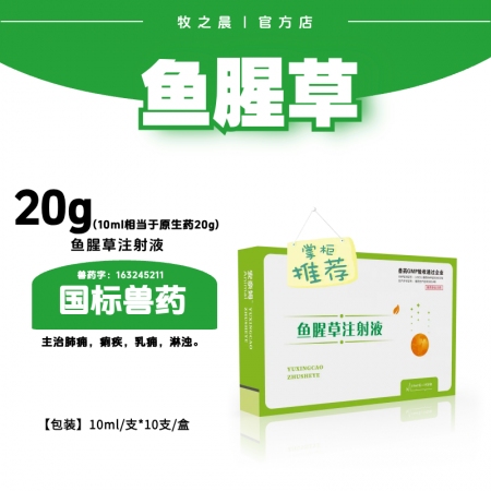 【牧之晨】魚腥草注射液10ml*10支/盒 清熱解毒 消腫排膿 利尿通淋主治肺癰痢疾乳癰 淋濁