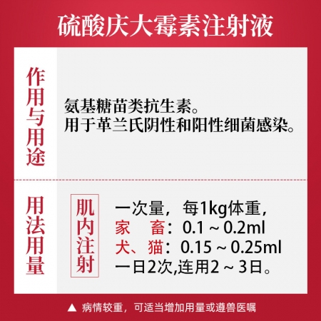 【吉博士】硫酸慶大霉素注射液針劑10ml*10 貓狗沙門氏菌細菌感染