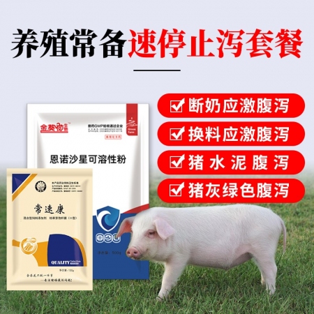 【九天生物】速停止瀉套餐（常速康5袋+恩諾沙星500g）豬拉稀藥仔豬黃白痢豬換料應激細菌性營養性腹瀉