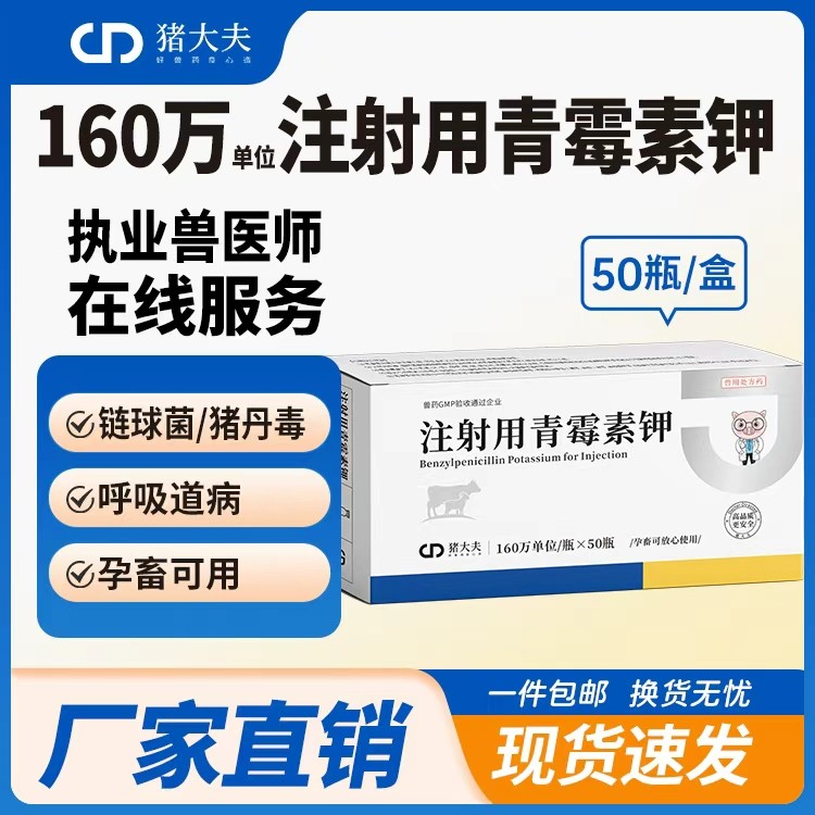 【豬大夫】160萬單位注射用青霉素鉀 獸用 豬牛羊雞鴨貓狗消炎藥