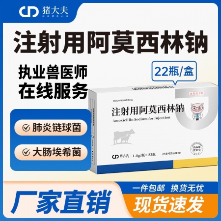 【豬大夫】阿莫西林鈉1g注射用 獸用 雞鴨鵝豬馬牛羊肺炎抗菌消炎