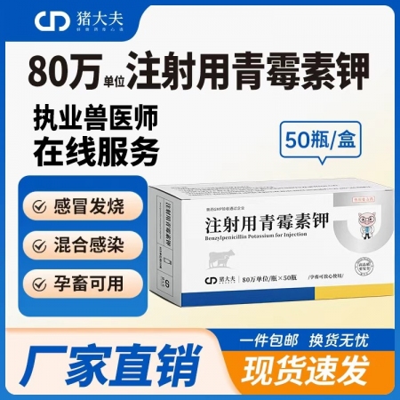 【豬大夫】80萬單位注射用青霉素鉀 獸用 豬牛羊貓狗雞鴨抗菌消炎