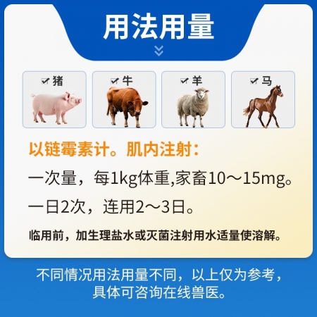 【豬大夫】100萬單位注射用硫酸鏈霉素 獸用 豬牛羊雞鴨結核桿菌
