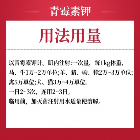 【吉博士】400萬單位注射用青霉素鉀2.5g*20支獸藥國標可追溯鏈霉素合用 豬牛羊馬犬可用孕畜可用