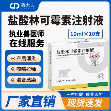 【豬大夫】10%鹽酸林可霉素注射液 母豬產后保健 子宮炎乳房炎 廣譜抗菌