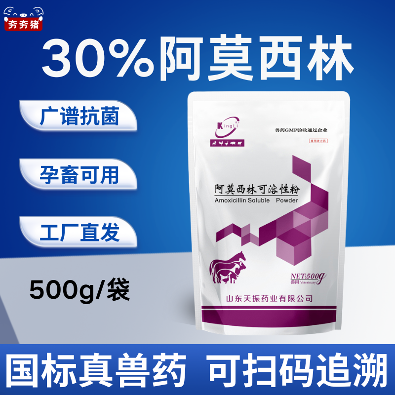 【夯夯豬】30%阿莫西林可溶性粉 高含量 廣譜抗菌 可用于呼吸道消化道及全身感染