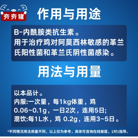 【夯夯豬】30%阿莫西林可溶性粉 高含量 廣譜抗菌 可用于呼吸道消化道及全身感染
