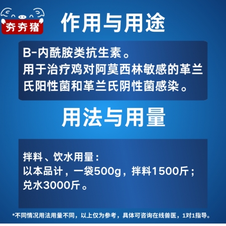 【夯夯豬】30%阿莫西林可溶性粉 高含量 廣譜抗菌 可用于呼吸道消化道及全身感染
