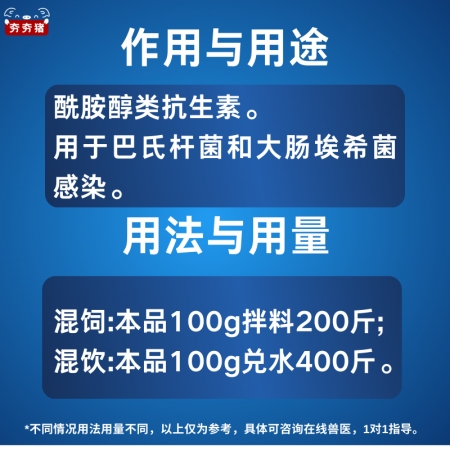 【夯夯豬】水溶20%氟苯尼考粉 胸膜肺炎 腸炎痢疾 豬肺疫 細菌感染