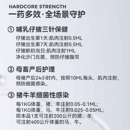 【夯夯豬】四代硫酸頭孢喹肟注射液 母豬產后消炎 仔豬三針保健 重癥混合感染