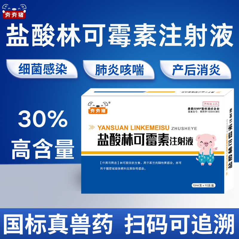 【夯夯豬】30%鹽酸林可霉素注射液 細菌感染 肺炎咳喘 產后消炎