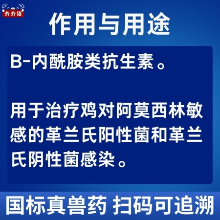 【夯夯猪】30%阿莫西林可溶性粉 500g大包装 高含量 广谱抗菌 可用于呼吸道消化道及全身感染