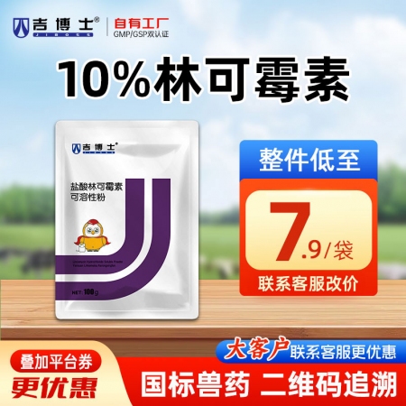 【吉博士】10%盐酸林可霉素可溶性粉 肠炎 葡萄球菌 支原体