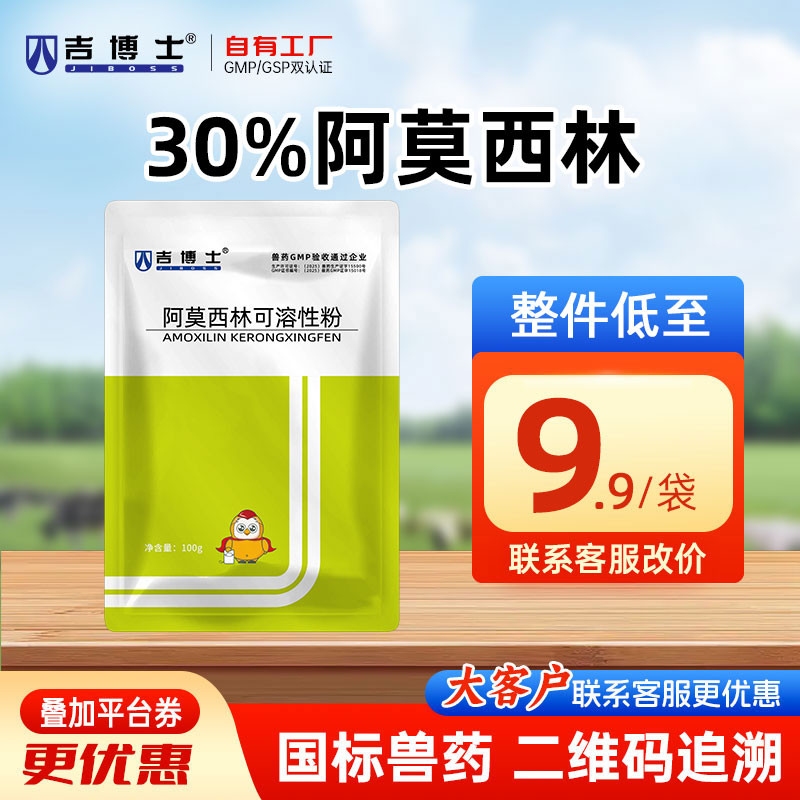 【吉博士】30%阿莫西林可溶性粉100g 抗菌全身感染呼吸道