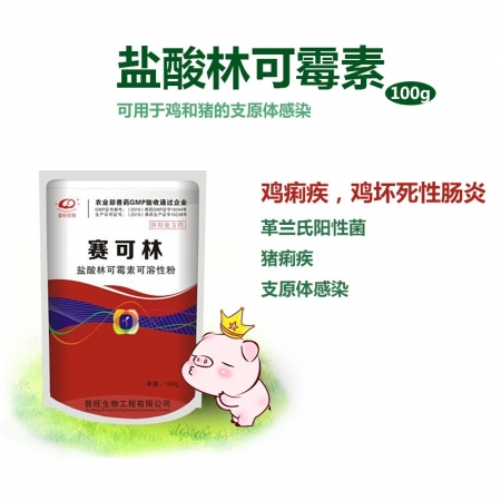 【普旺生物】5%盐酸林可霉素可溶性粉100g 猪痢疾 支原体感染 气管炎 胸膜炎