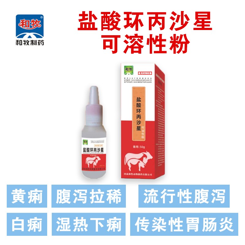 【和牧制藥】鹽酸環丙沙星可溶性粉 豬黃白痢大腸桿菌消炎治療腹瀉拉稀腸道感染藥