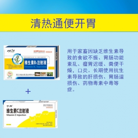【予邦】清热通便开胃（维生素C注射液+维生素B1注射液）-兽用兽药  抗应激，前...