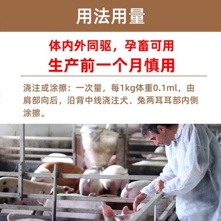 【中龙神力】阿维菌素透皮溶液 孕畜可用体内外寄生虫药 猪牛羊驱虫打虫药蛔虫线虫螨虫蜱虫虱子100ml
